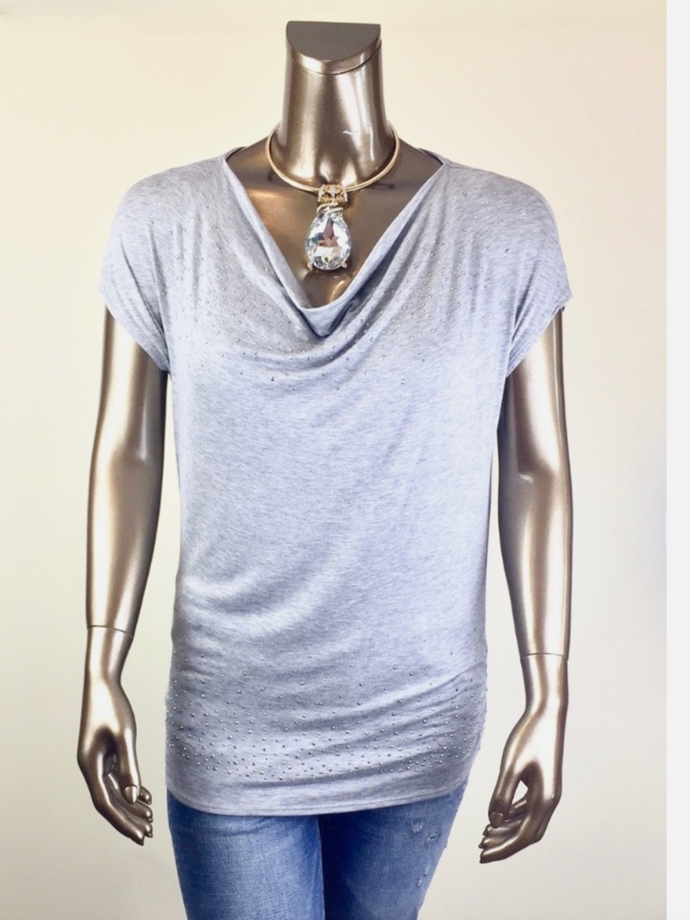 * NEW CLOSING-SALE CHICO'S $74 STUDDED DOLMAN-SLV RUCHED SIDE TOP SIZE 0 ( S )